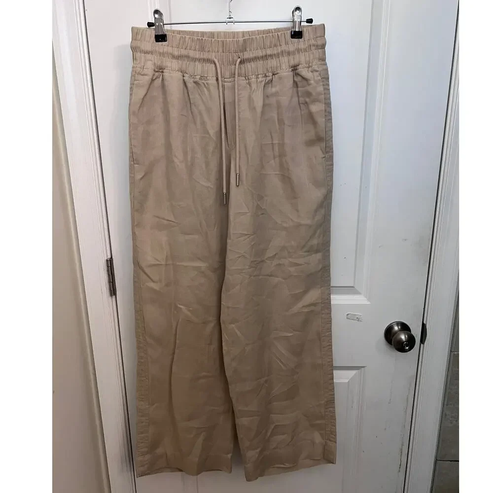 Quince 100% European Linen Wide Leg Pants M Driftwood Coastal Resort Boho Chic